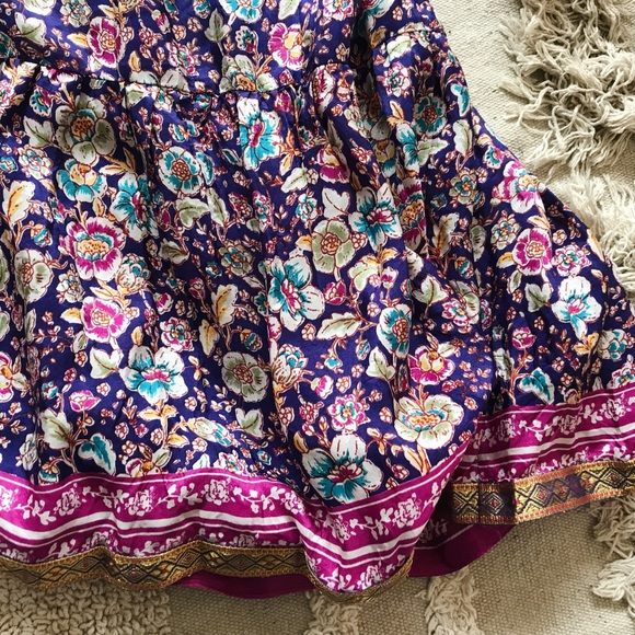 Maeve Anthro silk dress Small midi purple floral - Picture 3 of 7